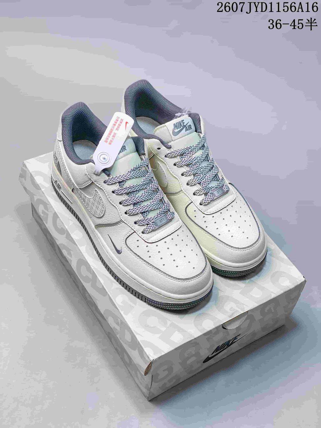Nike Air Force 1 '07 Low Sneakers in Gray White 2607JYD1156A16 - product image from the listing.