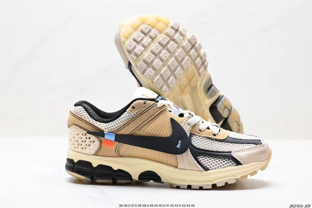 Tan and Black Nike Air Zoom Vomero 5 Running Shoes - product image from the listing.