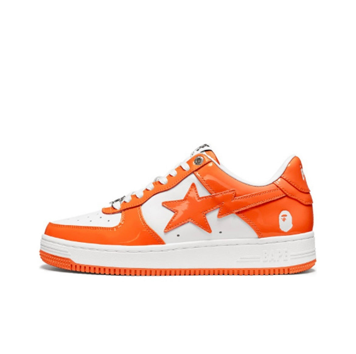 A Bathing Ape BAPE STA Low Sneakers in White Orange - product image from the listing.