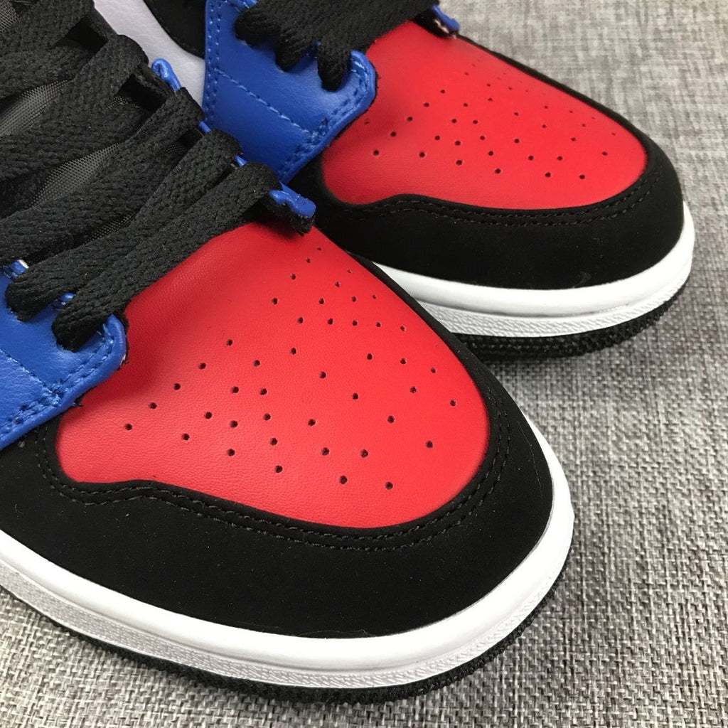 Air Jordan 1 Mid Sneakers in Blue Red Black White - product image from the listing.