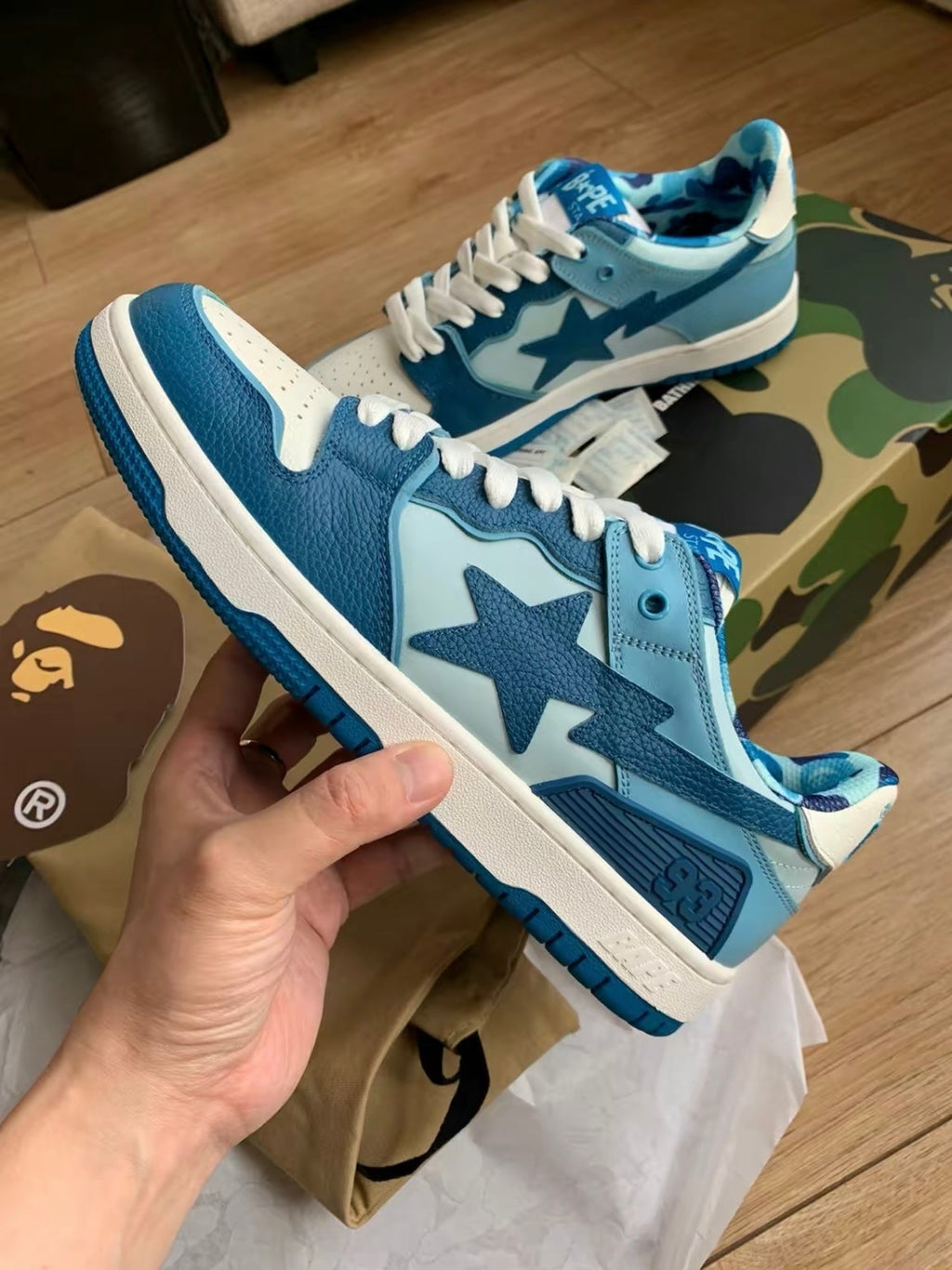 A BATHING APE BAPE SK8 Sta Sneakers in Blue - product image from the listing.