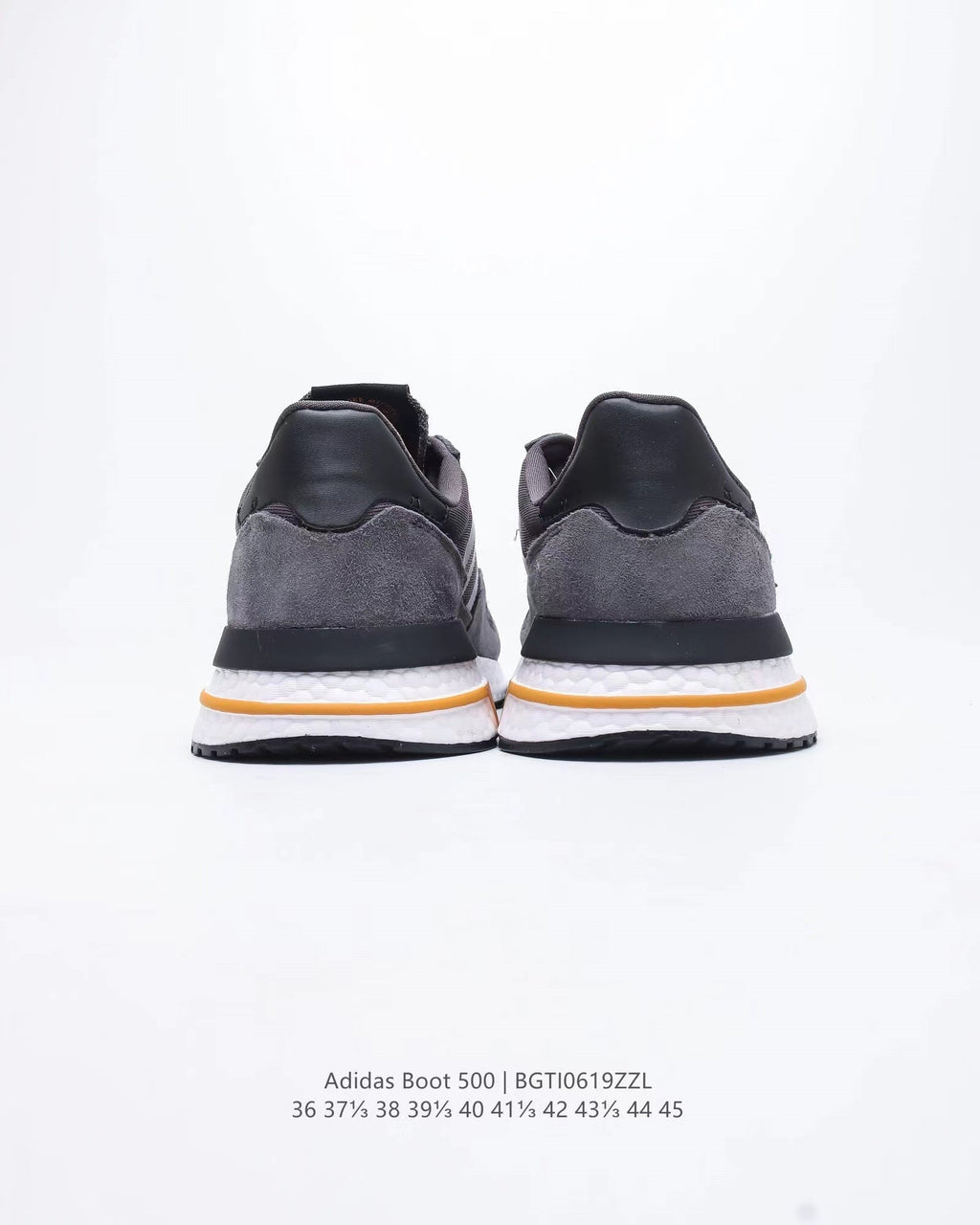 adidas Boot 500 Running Sneakers in Grey Black Orange - product image from the listing.