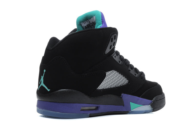 Air Jordan 5 Black Purple High-Top Sneakers 440892-007 - product image from the listing.