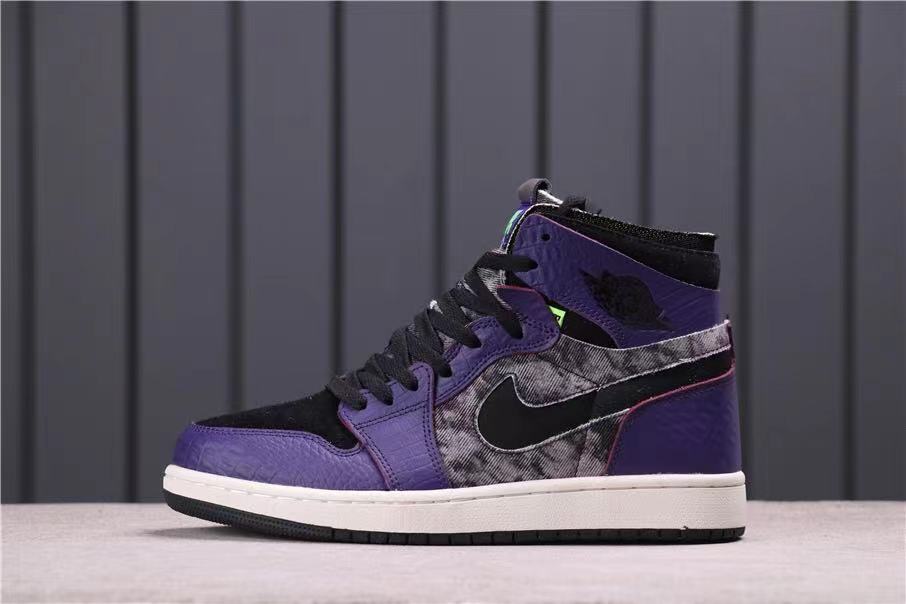 Jordan 1 Zoom Air CMFT Bayou Boys in Black Purple DC2133-500 - product image from the listing.