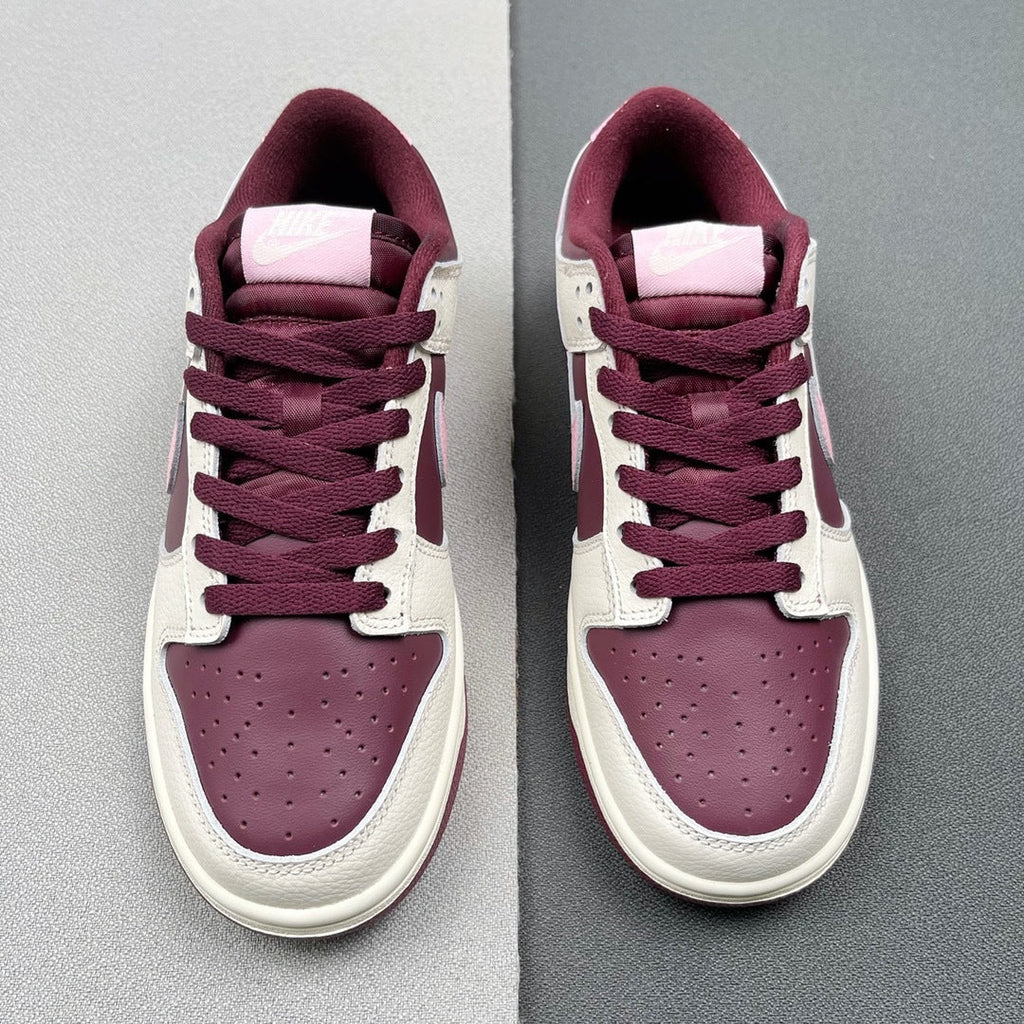 Nike Dunk Low Valentine's Day Sneakers in Burgundy Pink DR9705-100 - product image from the listing.