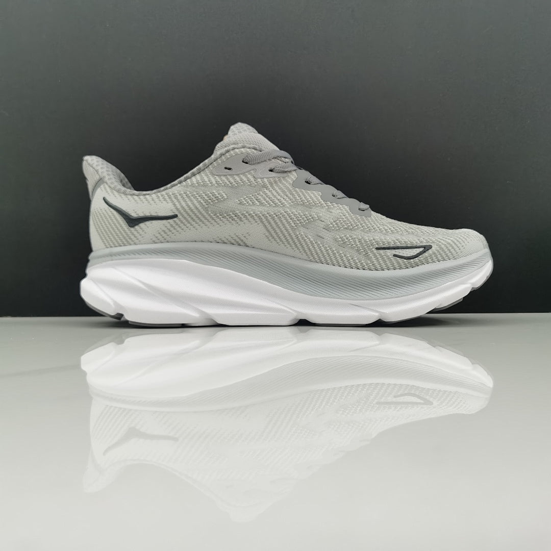 HOKA Clifton 9 Running Shoes in Gray - product image from the listing.