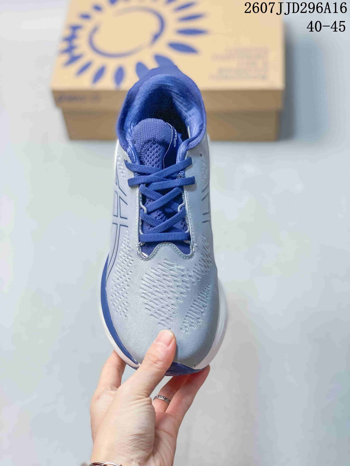 Women's ASICS GEL-Nimbus 25 Running Sneakers Gray Blue - product image from the listing.