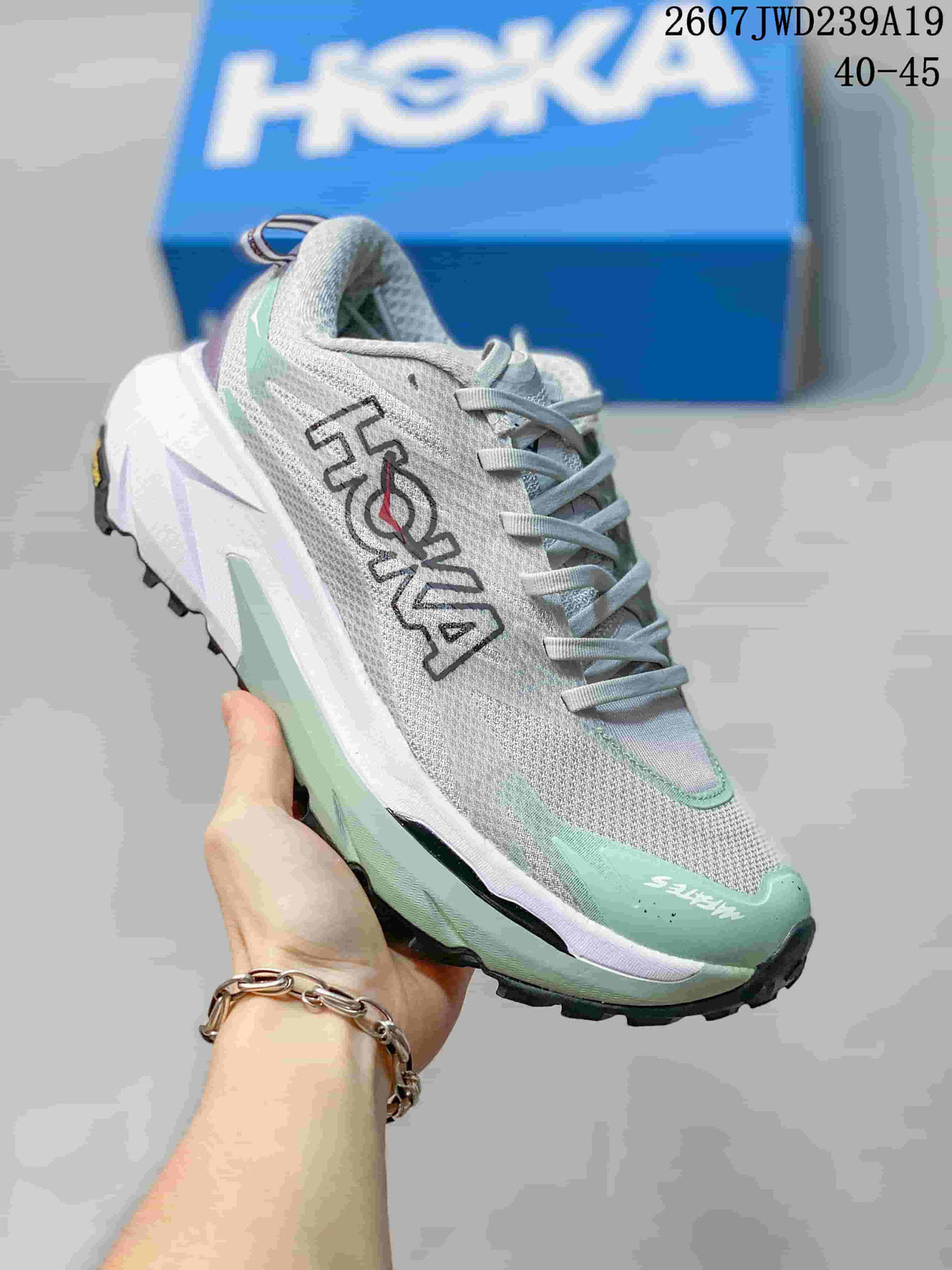 HOKA Rocket X 3 Low-Top Running Shoes in Gray Mint - product image from the listing.