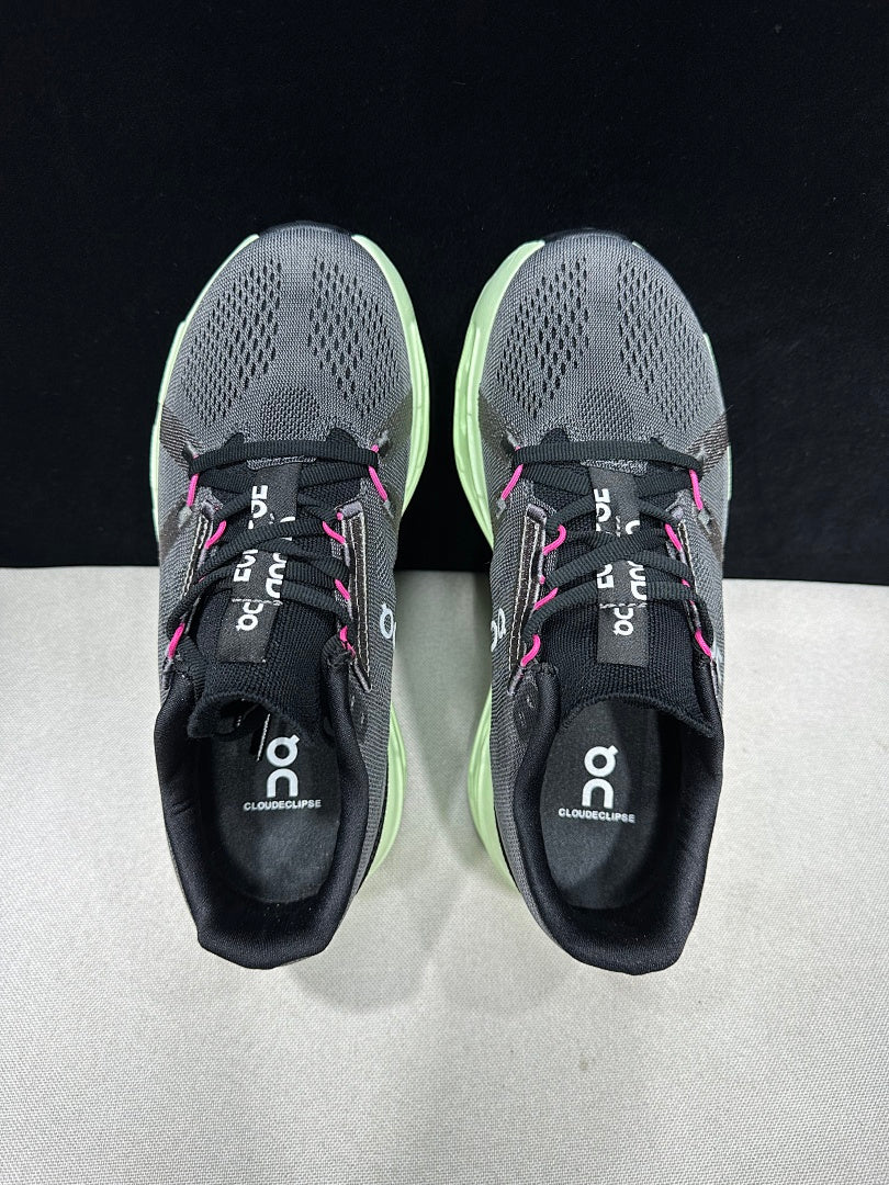 Gray and Lime On Cloud eclipse Running Shoes - product image from the listing.