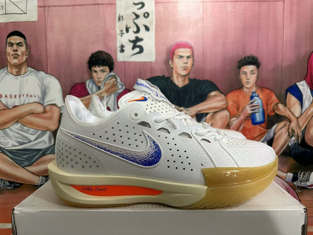 Nike ZoomX Basketball Sneakers in White Blue Orange - product image from the listing.