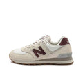 Cream and Burgundy New Balance WL574RCF Sneakers - product image from the listing.