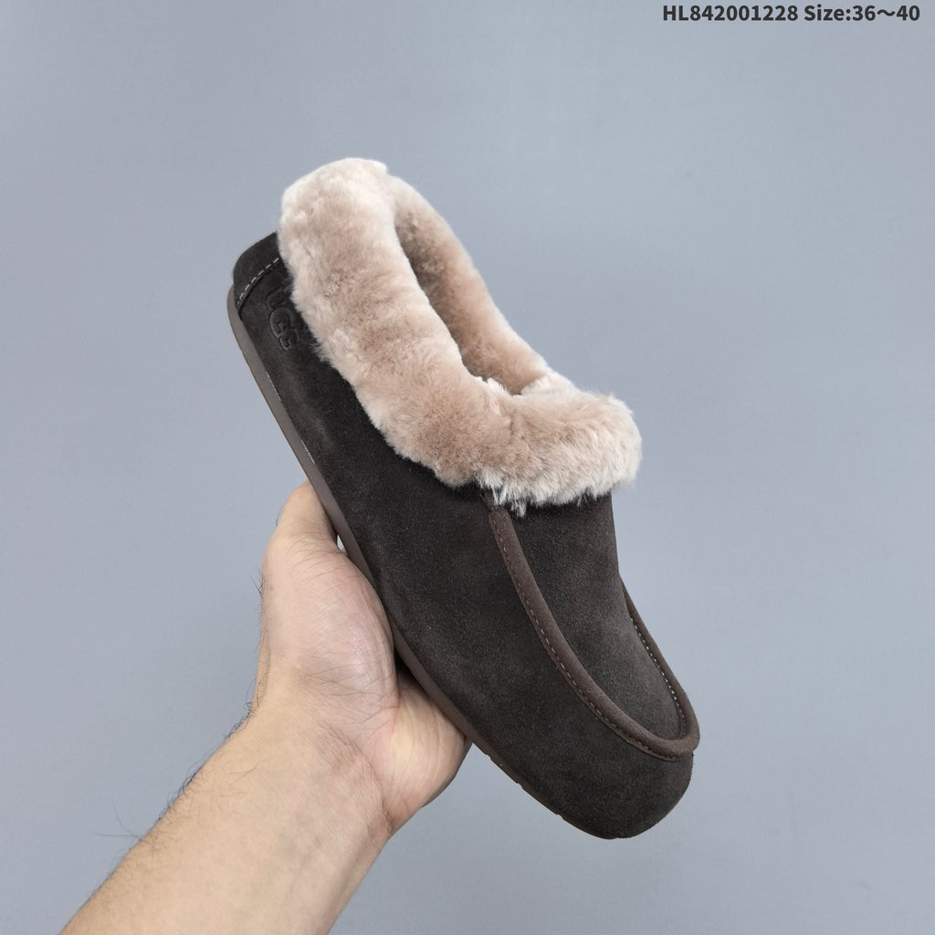 Classic Mini Dipper Suede Slippers with Faux-Fur Trim by UGG - product image from the listing.