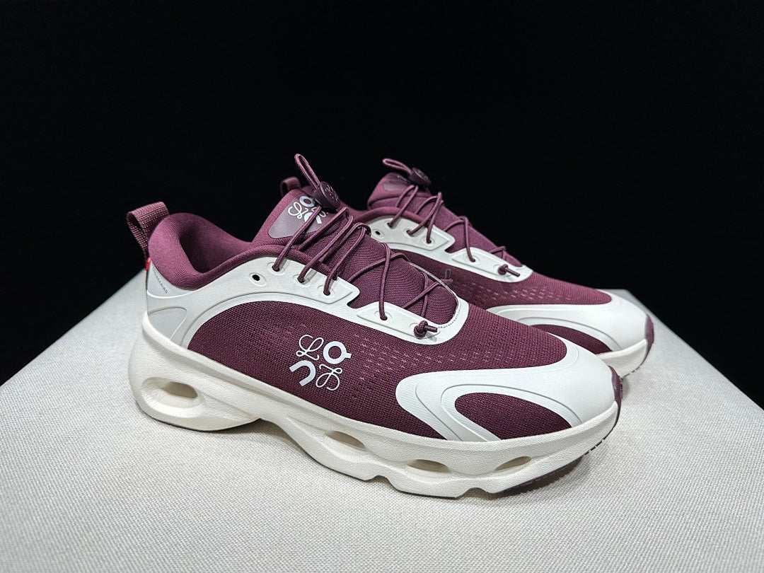 On x LOEWE Cloudventure 3.0 Sneakers, White and Wine in Red - product image from the listing.