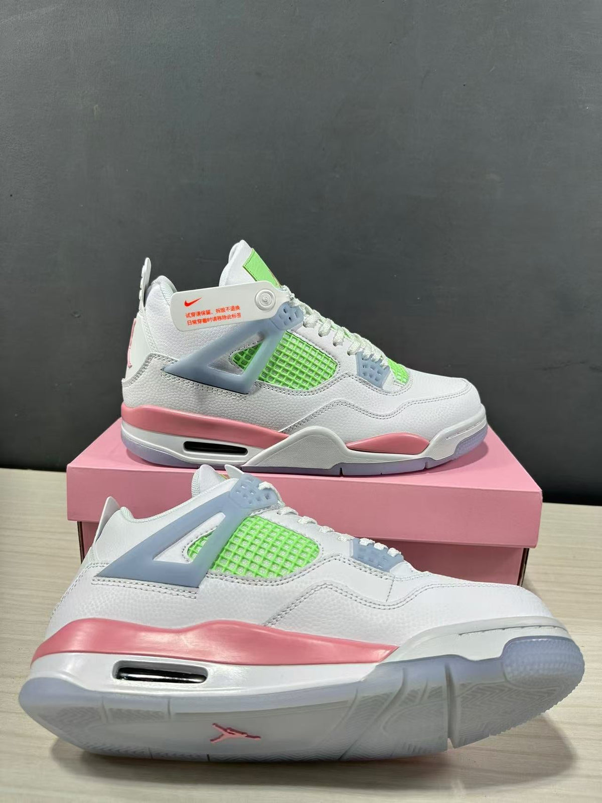Air Jordan 4 Retro White Pink Green IB7068-100 - product image from the listing.