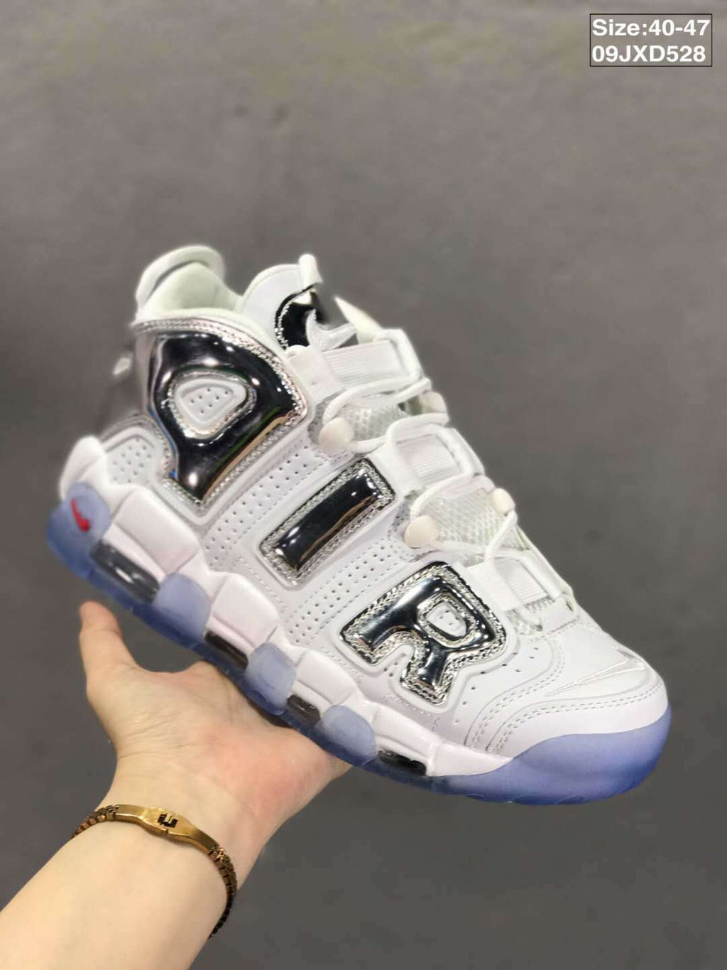Nike Air More Uptempo Sneakers in White Silver 09JXD528 - product image from the listing.