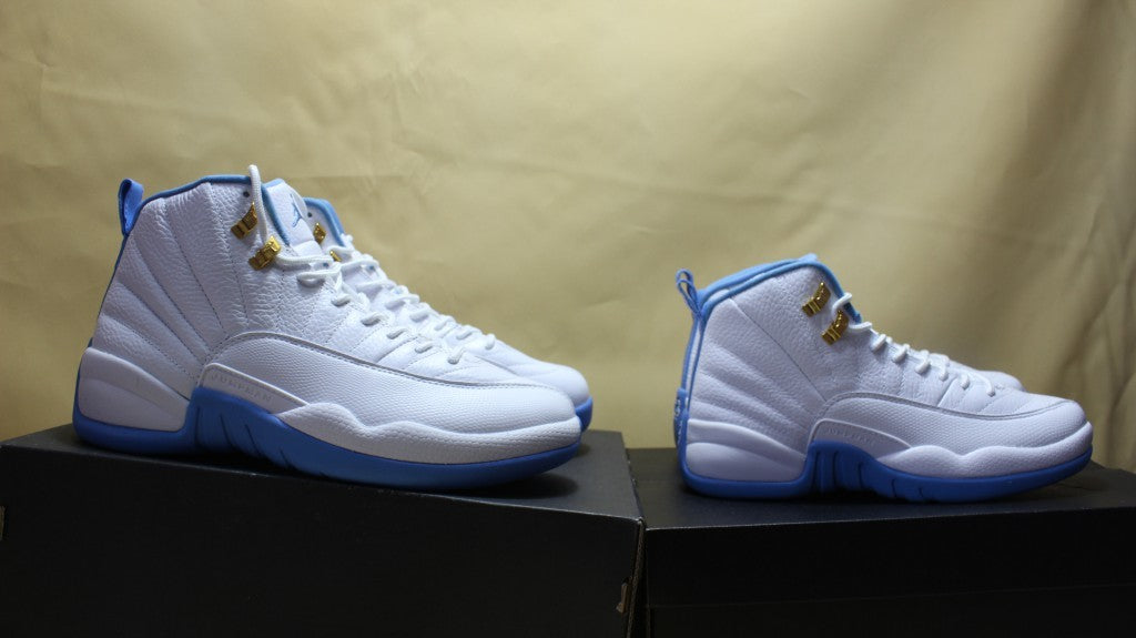 Air Jordan 12 High-Top Sneakers in University Blue 510815-127 - product image from the listing.