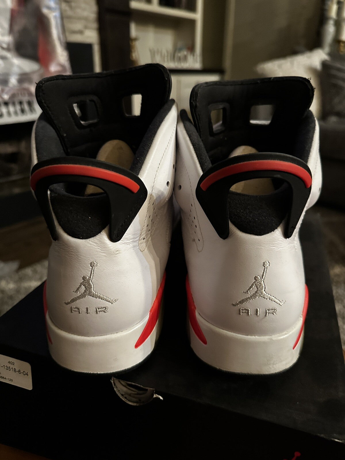 Men's Nike Air Jordan 6 White Infrared Size 11 Sneaker 384664-123 Retro VI - product image from the listing.