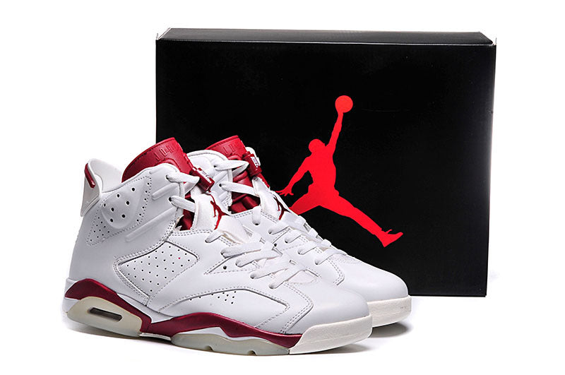 Air Jordan 6 Retro High Sneakers in White and Red - product image from the listing.