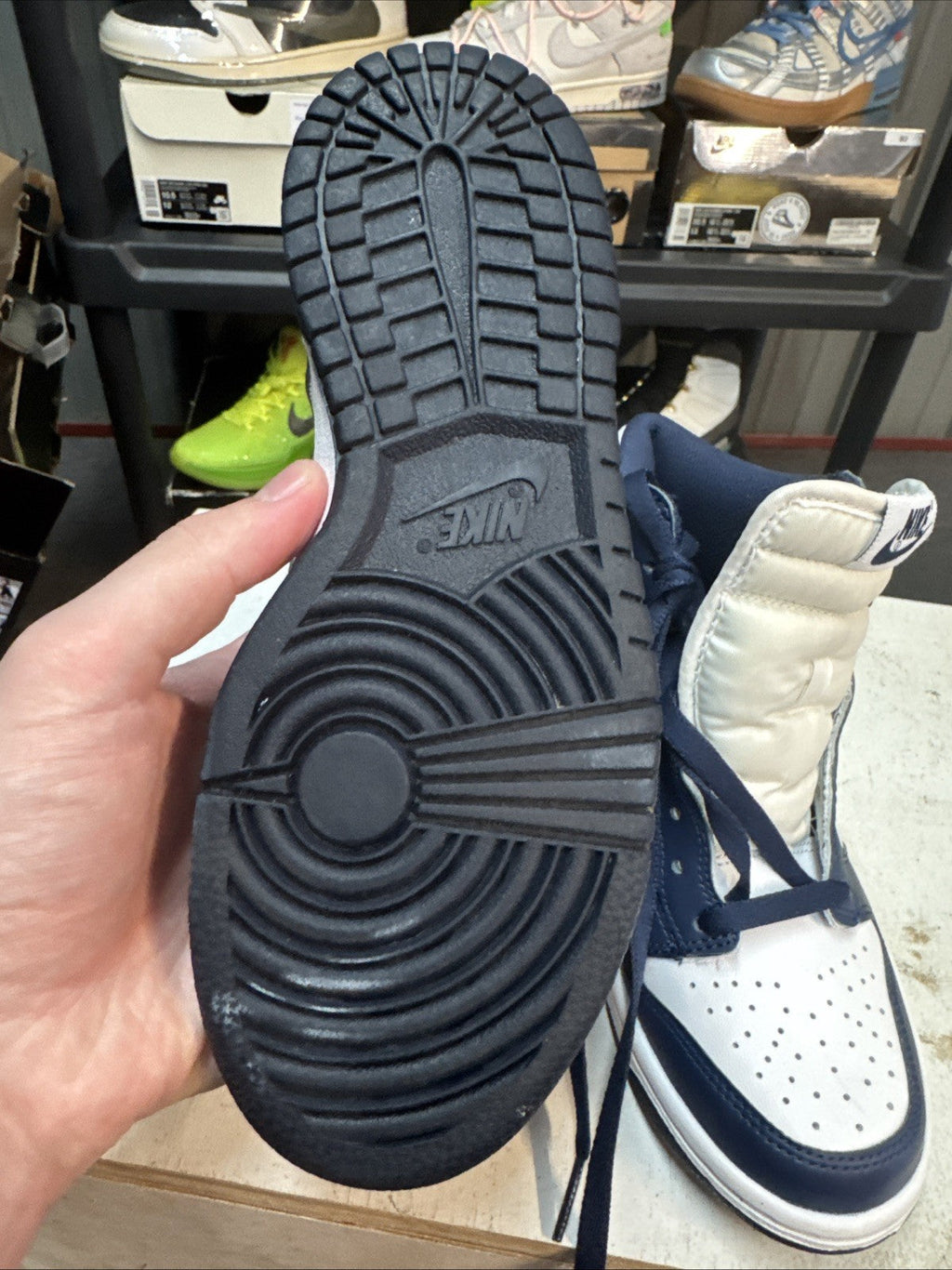 Nike Dunk High White/Midnight Navy | Replacement Box - Worn Once - Size 4Y - product image from the listing.