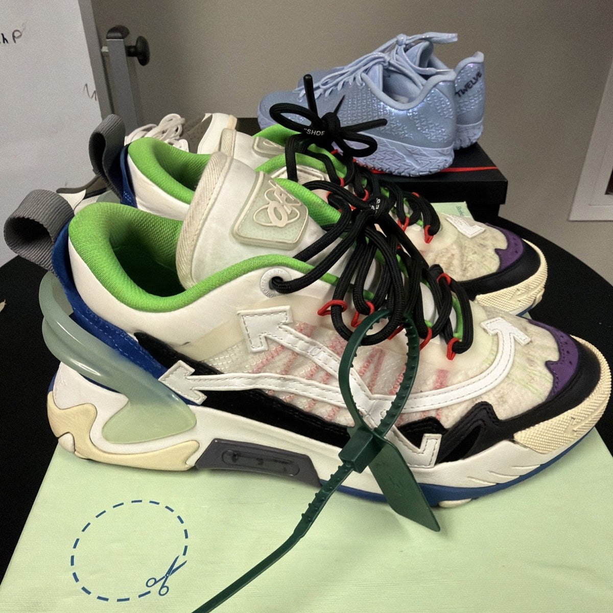 Men's Off-White ODSY-2000 Colorblock White Black Blue Size 8 /41 Super Clean - product image from the listing.