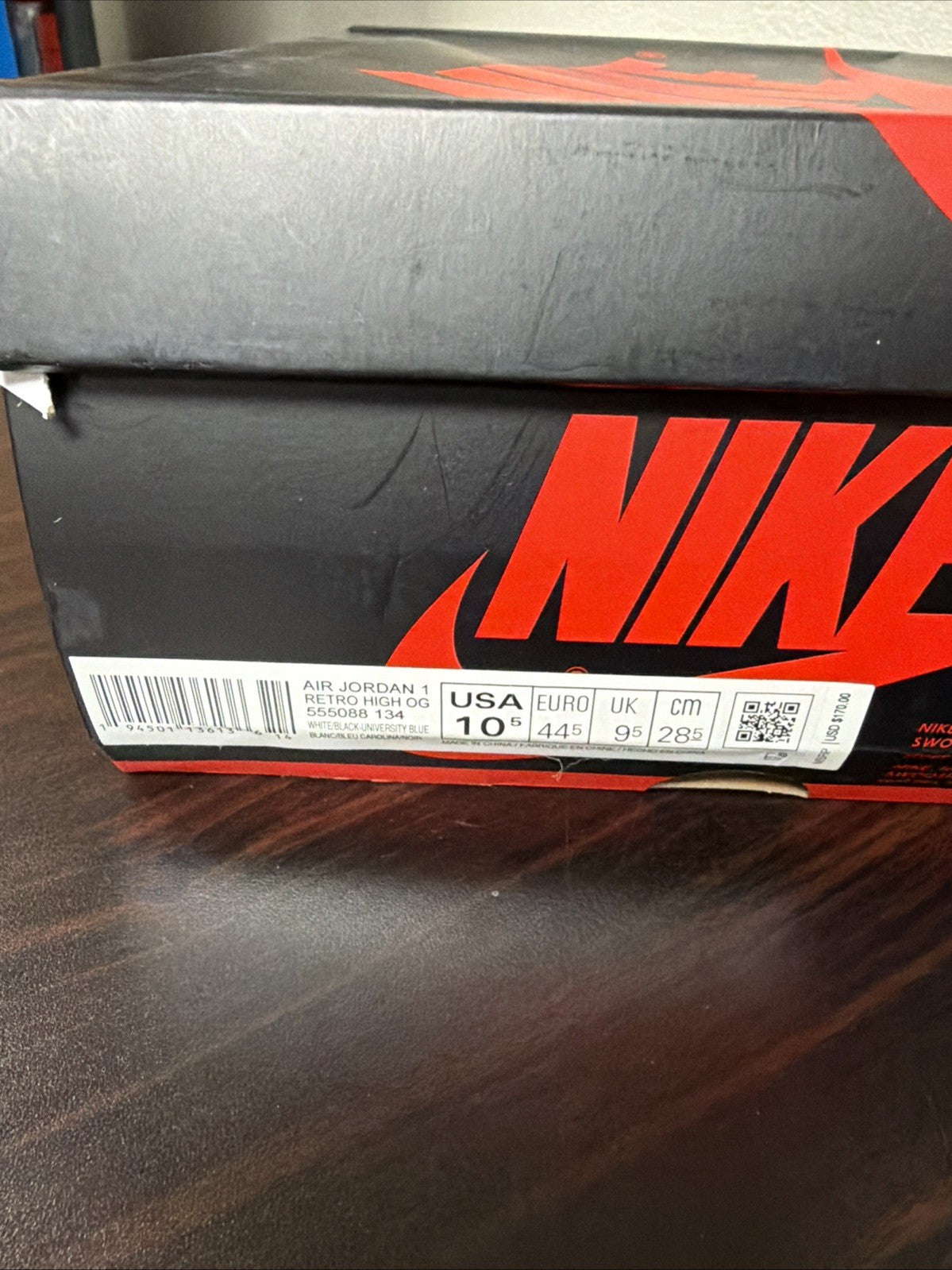 Men's Air Jordan 1 High 'University Blue' Size 10.5 NEW Sneakers 555088-134 - product image from the listing.