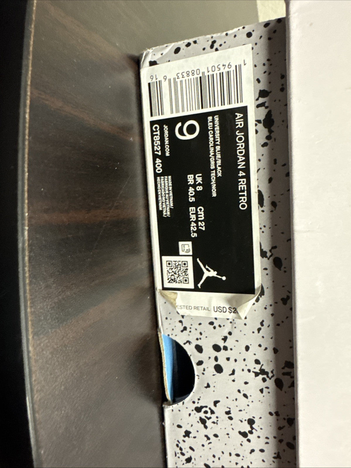 Air Jordan 4 Retro university blue men's size 9￼ - product image from the listing.