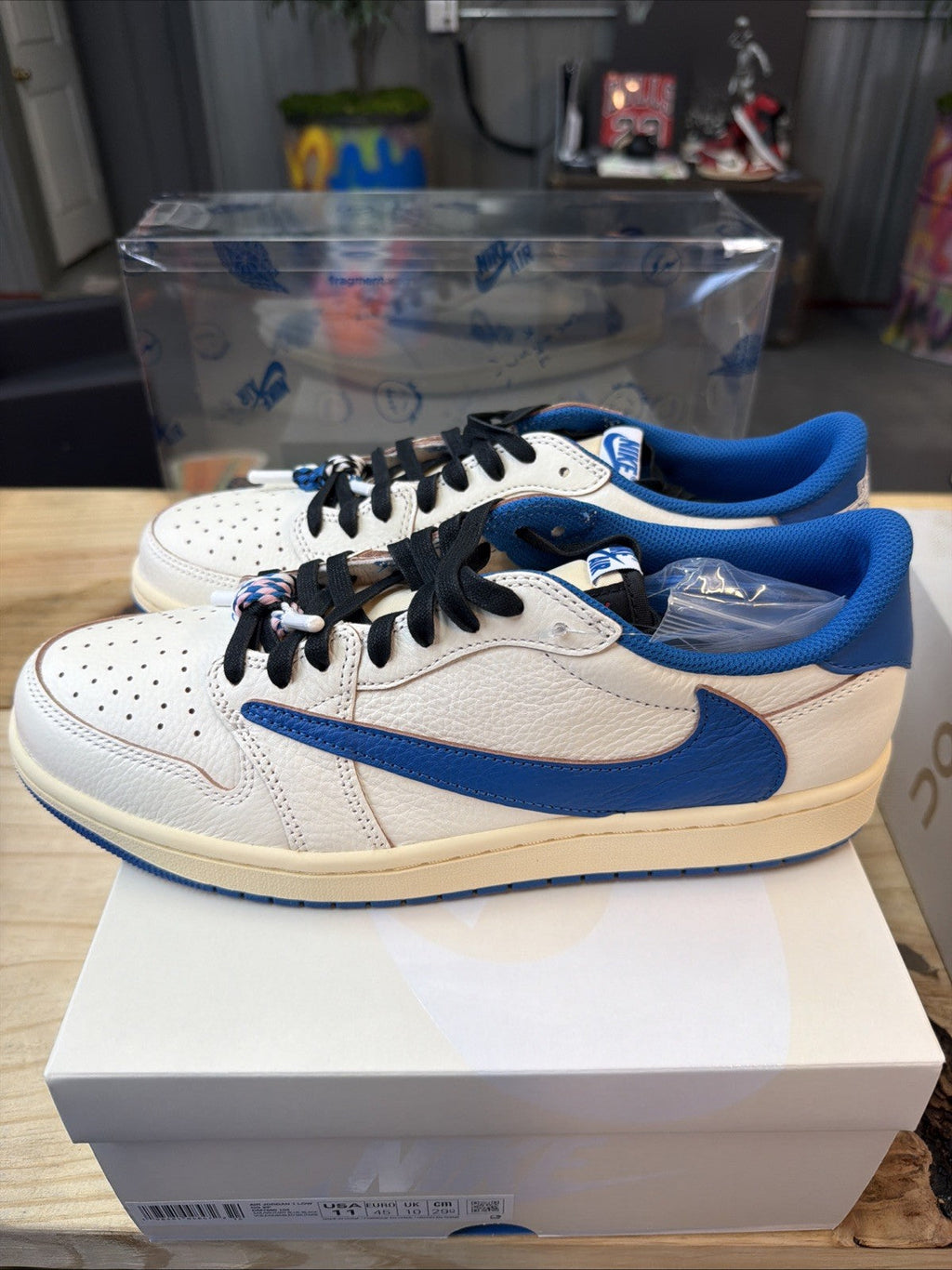 Fragment x Travis Scott Sail Military Blue Size 11 - Jordan 1 Retro Low OG SP - product image from the listing.