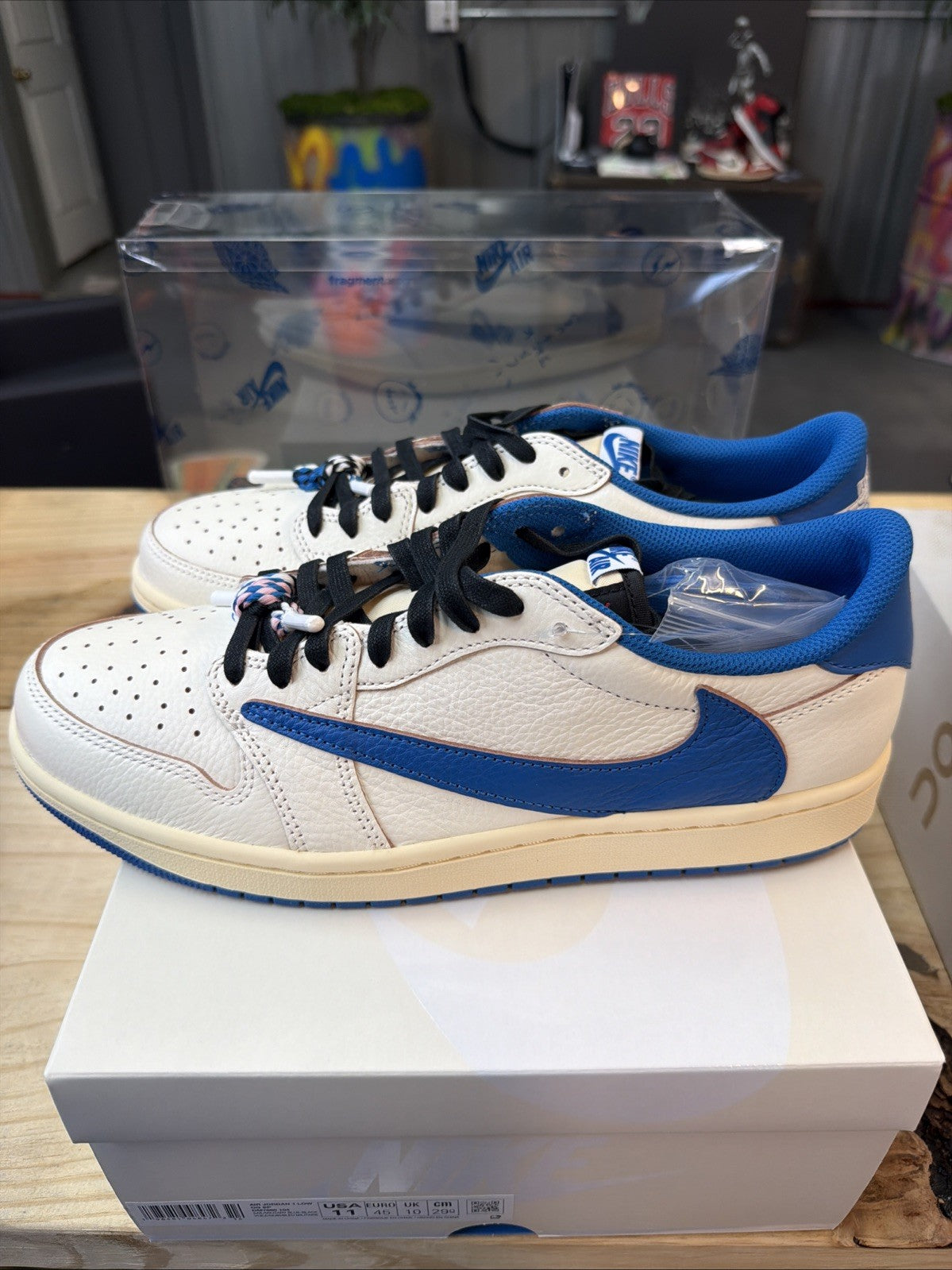 Fragment x Travis Scott Sail Military Blue Size 11 - Jordan 1 Retro Low OG SP - product image from the listing.
