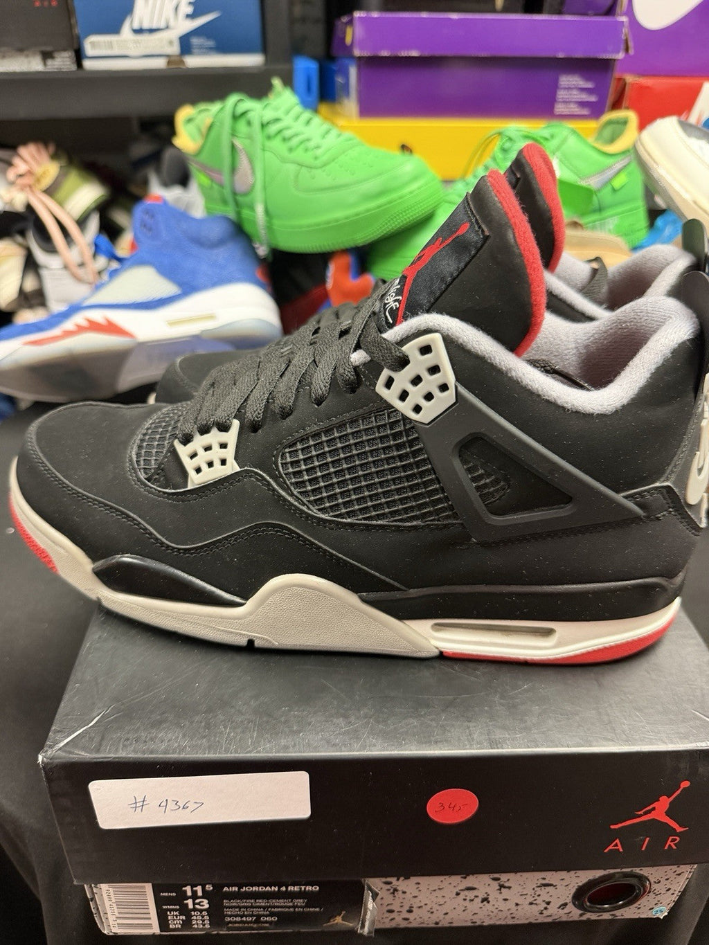 Men's Air Jordan 4 Bred 2019 White/Black Sneakers (245) - product image from the listing.