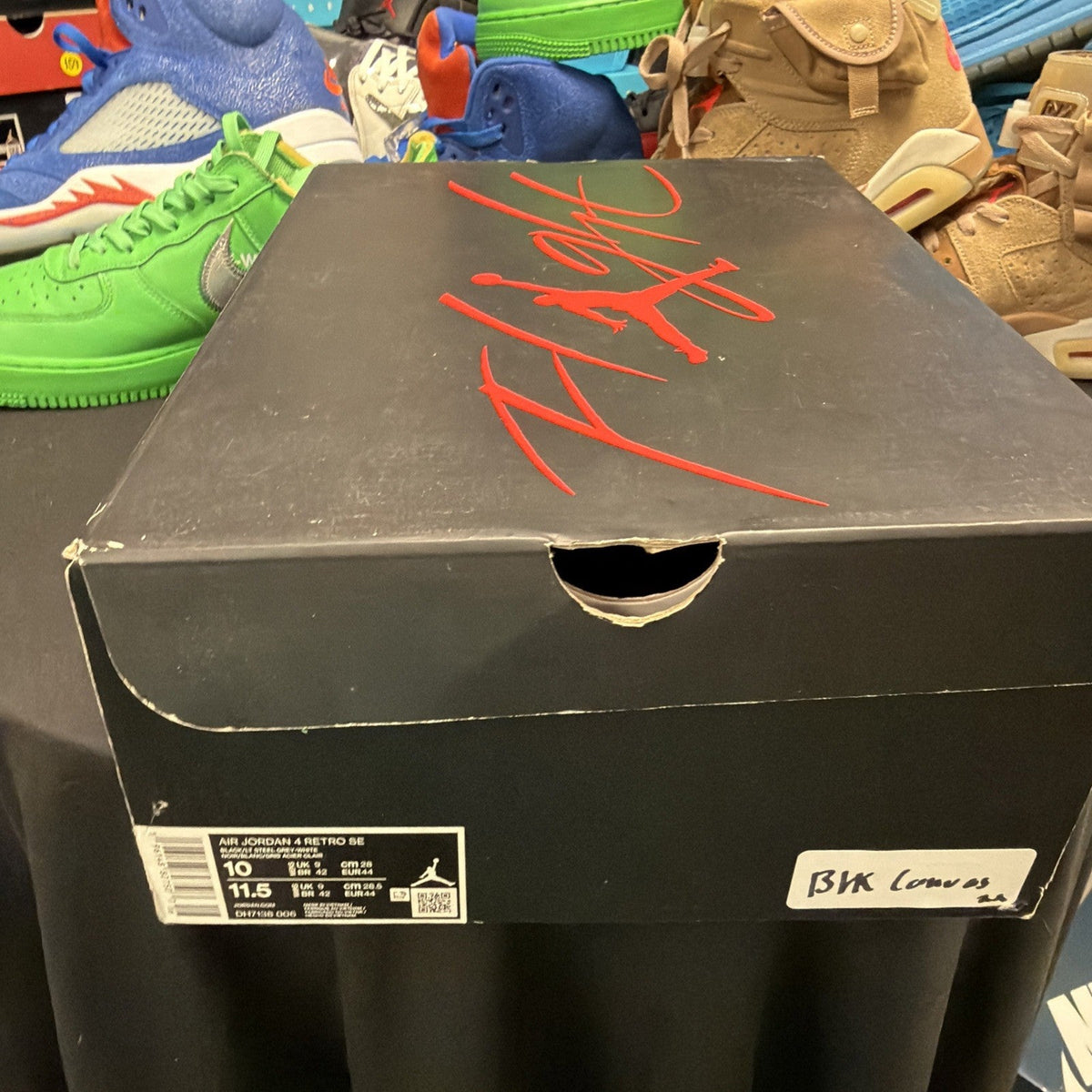 Jordan 4 Retro SE Mid Black Canvas ((279) - Size 10 - product image from the listing.