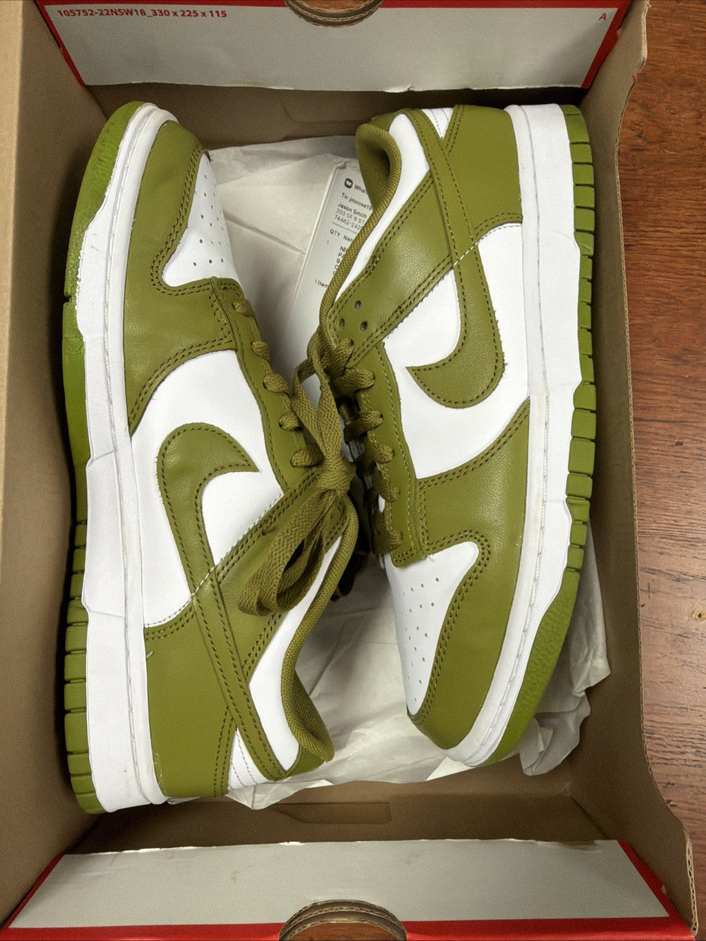Men's Nike Dunk Low Retro White/Pacific Moss DV0833-105 i - product image from the listing.