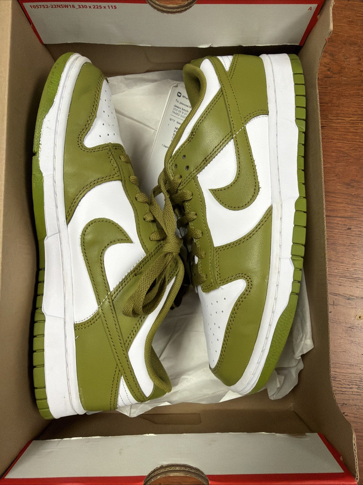 Men's Nike Dunk Low Retro White/Pacific Moss DV0833-105 i - product image from the listing.
