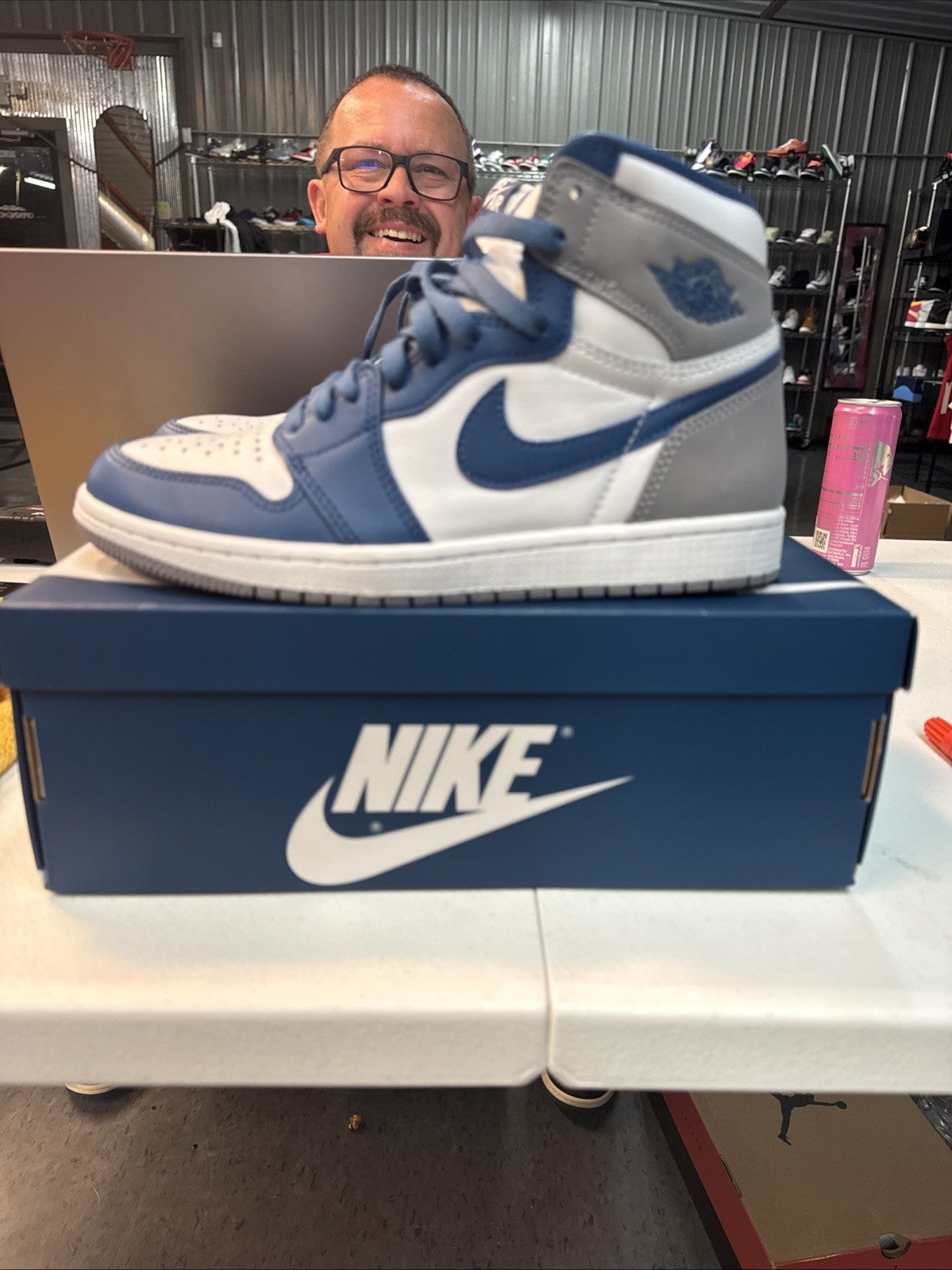 Nike Air Jordan 1 High Blue/White - Size 8 - product image from the listing.