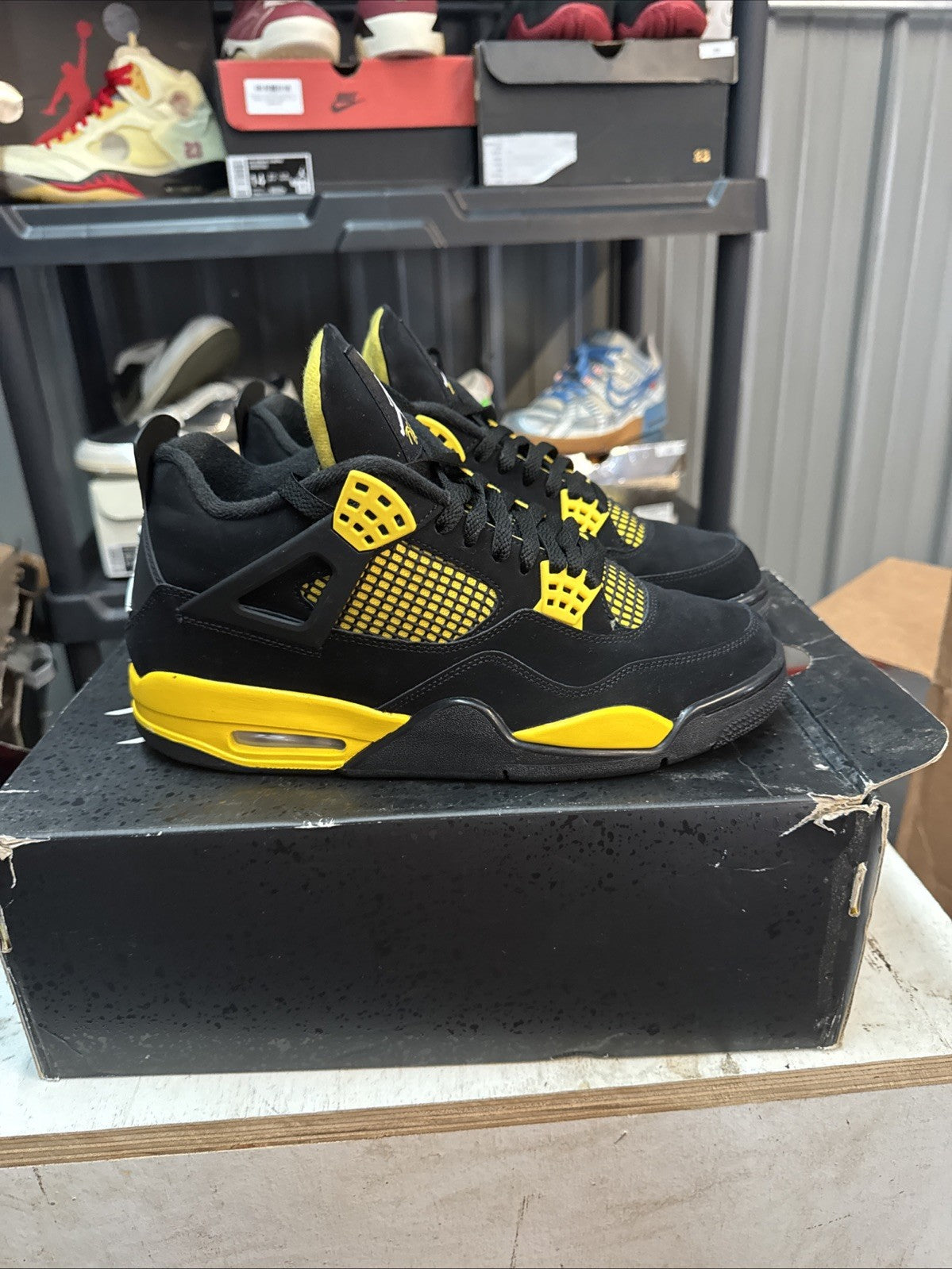 Jordan 4 Retro Mid Thunder | Worn Once - Size 10 - product image from the listing.