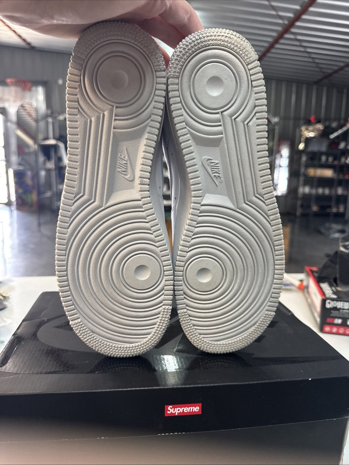 Nike Air Force 1 Low Supreme Box Logo White/White 2020 - Size 10 - product image from the listing.