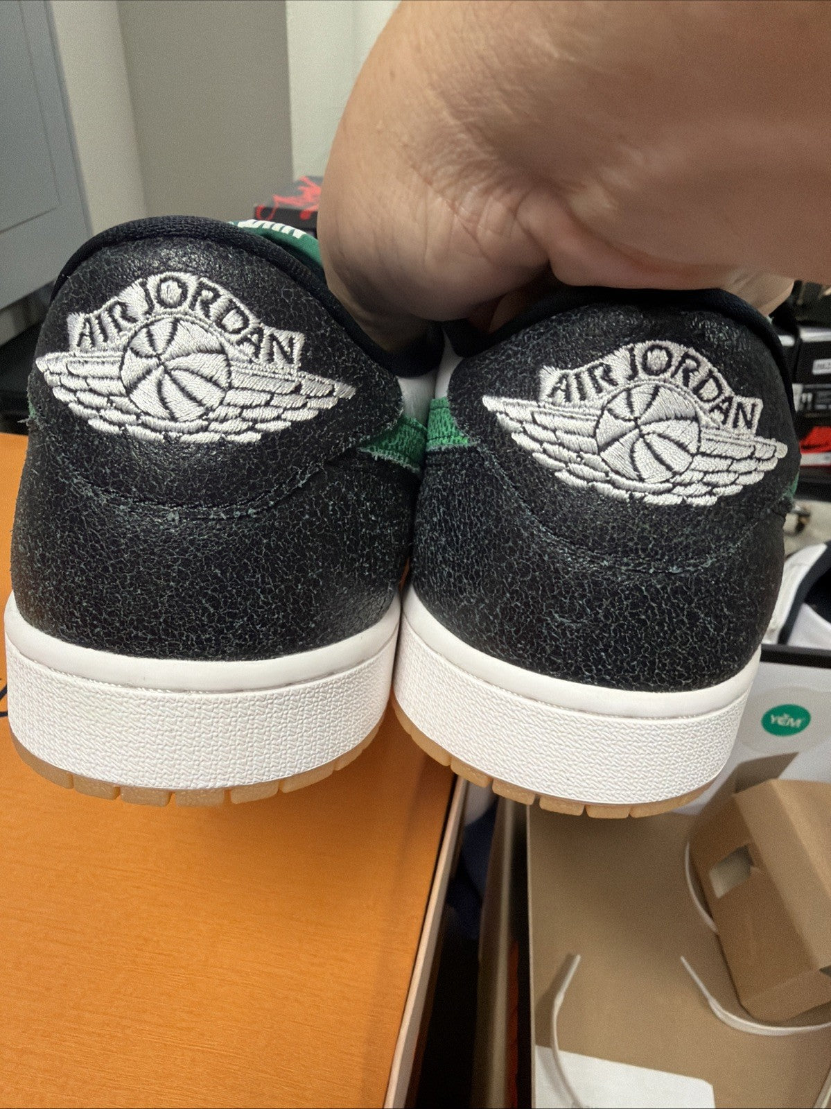 Air Jordan 1 Retro Low OG 'Phantom and Pine Green' (Black) - product image from the listing.