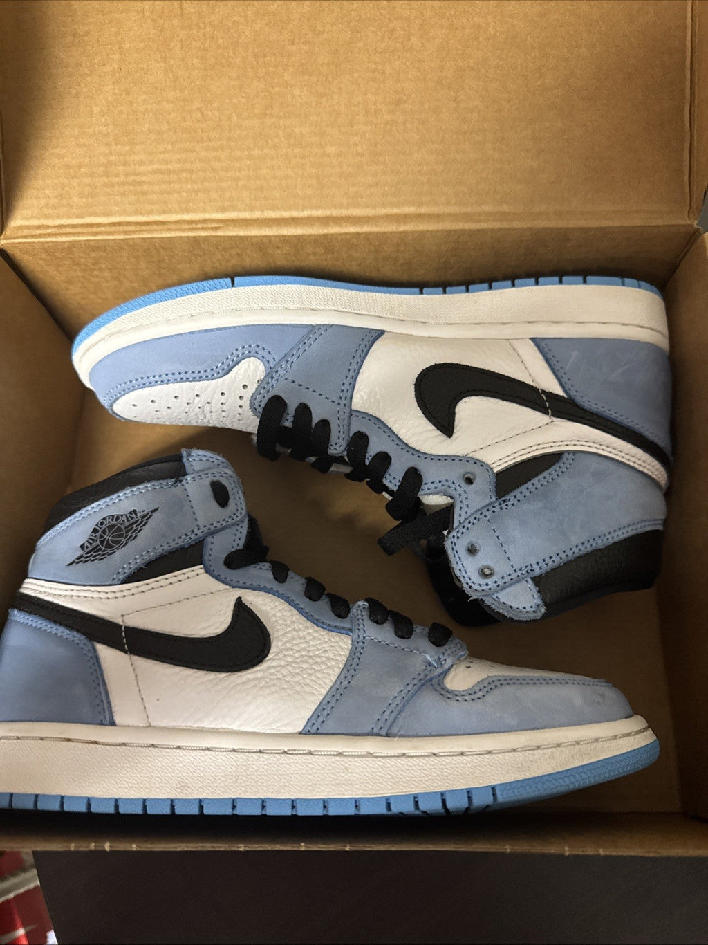 White/ University Blue-Black (GS) Size 6.5Y *NO BOX* - Jordan 1 Retro High - product image from the listing.