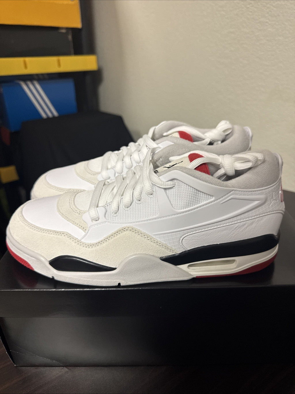 Men's Jordan 4 RM White Varsity Red Fire Red Shoes Size 11 | No Box - product image from the listing.