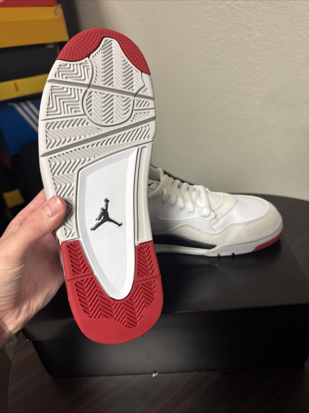 Men's Jordan 4 RM White Varsity Red Fire Red Shoes Size 11 | No Box - product image from the listing.