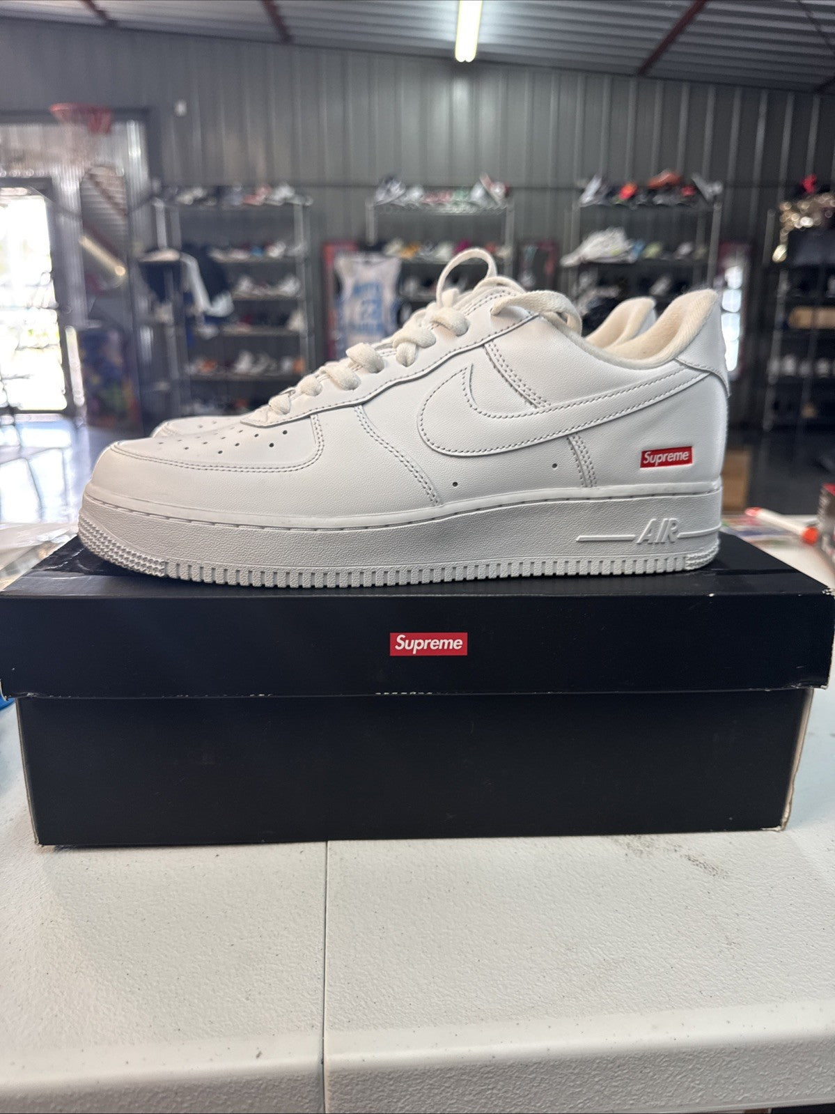 Nike Air Force 1 Low Supreme Box Logo White/White 2020 - Size 10 - product image from the listing.