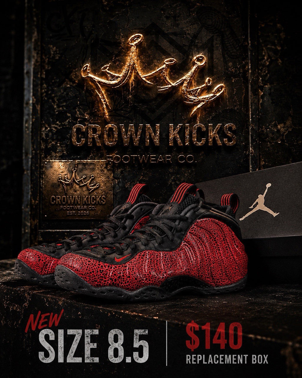 Air Foamposite One Cracked Lava Size 8.5. 314996-014 by Nike - product image from the listing.