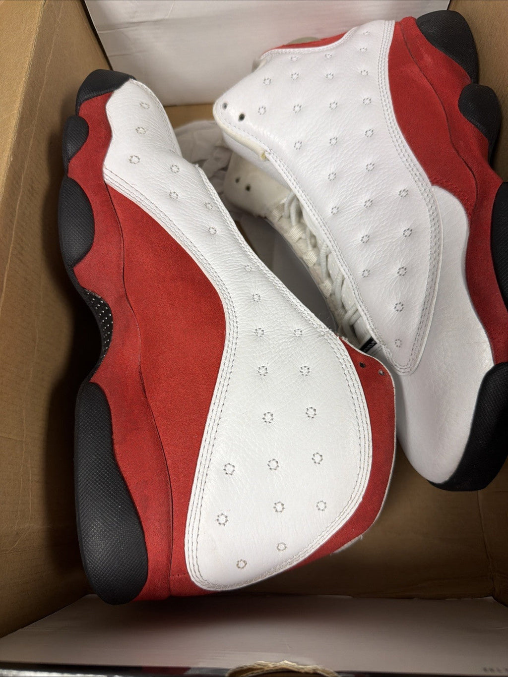 Air Jordan Cherry 13 Size 10 Retro Nike 2010 Release White, in Red Black 414571-101 - product image from the listing.