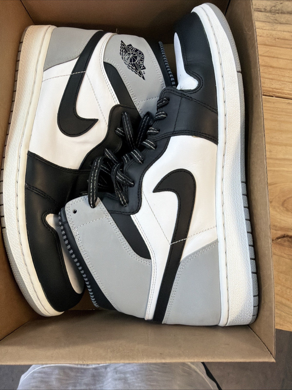 Men's Jordan 1 Retro High OG Barons 12.5 White Black Shoes Sneakers SAMPLE. RARE - product image from the listing.