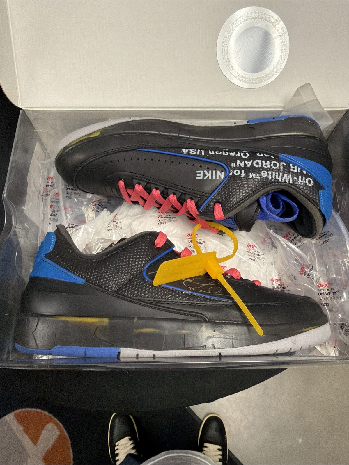 Off-White x Air Jordan 2 Retro SP Low Black Varsity Royal DJ4375 004 Size 9 Used - product image from the listing.