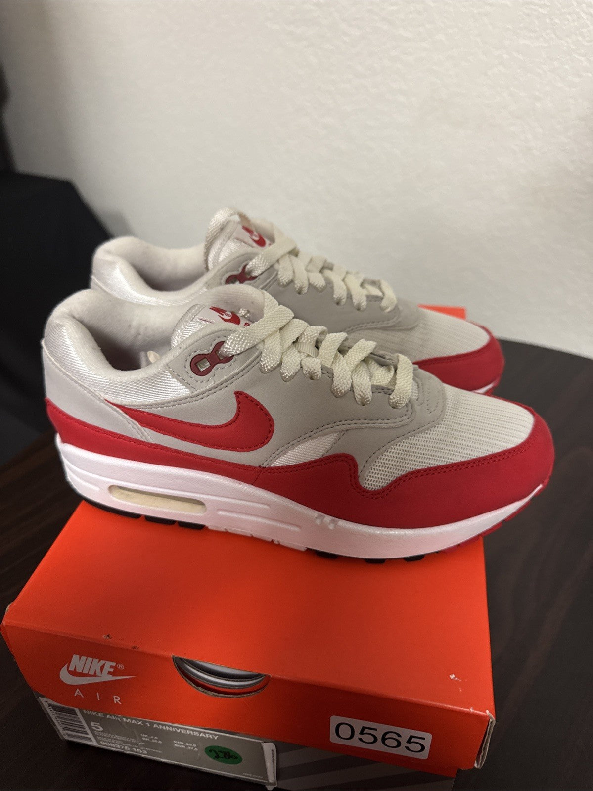 Nike Air Max 1 OG Anniversary - University Red - Size 5 - product image from the listing.