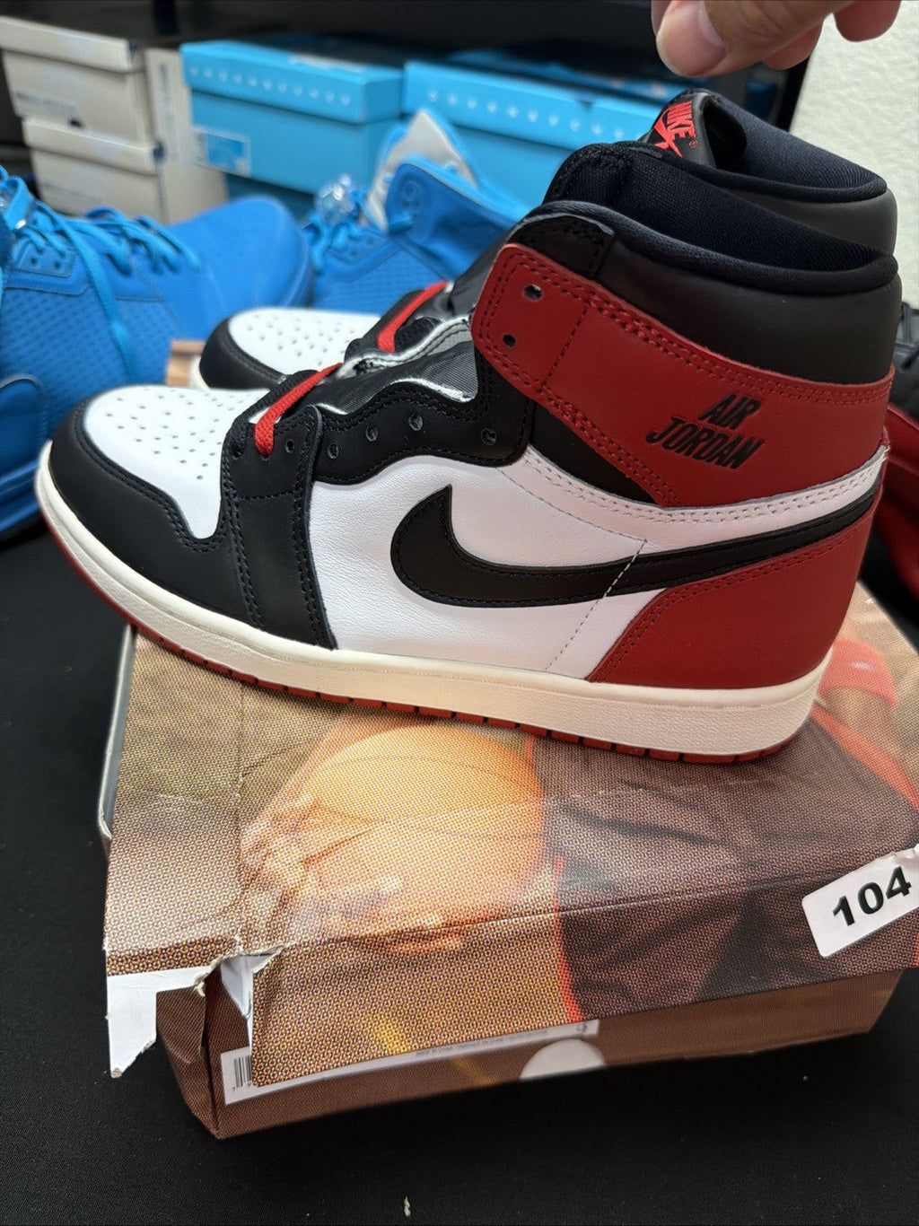 Men's Nike Air Jordan 1 High OG Shoe Black Toe Reimagined DZ5485-106 size 8.5 - product image from the listing.