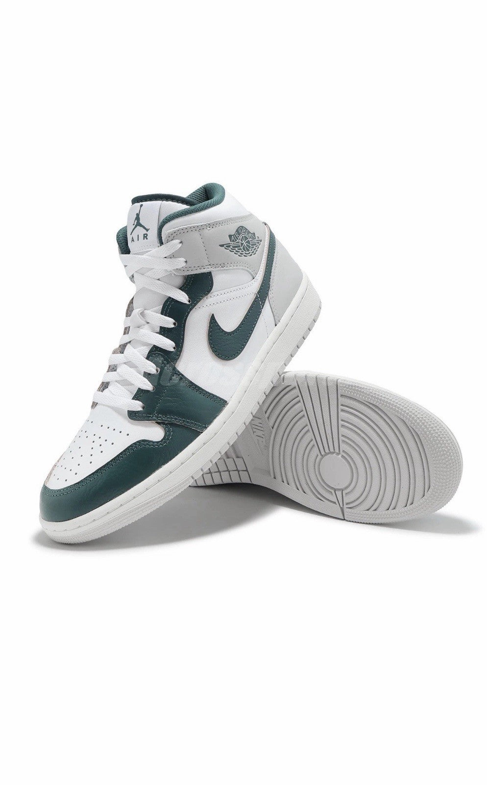 Men's Nike Air Jordan 1 Mid SE White Sail Grey Oxidized Green Casual FQ7720-103 - product image from the listing.