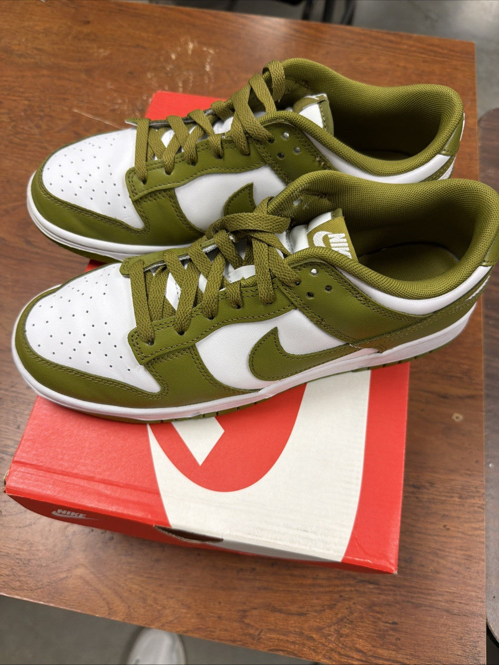 Men's Nike Dunk Low Retro White/Pacific Moss DV0833-105 i - product image from the listing.