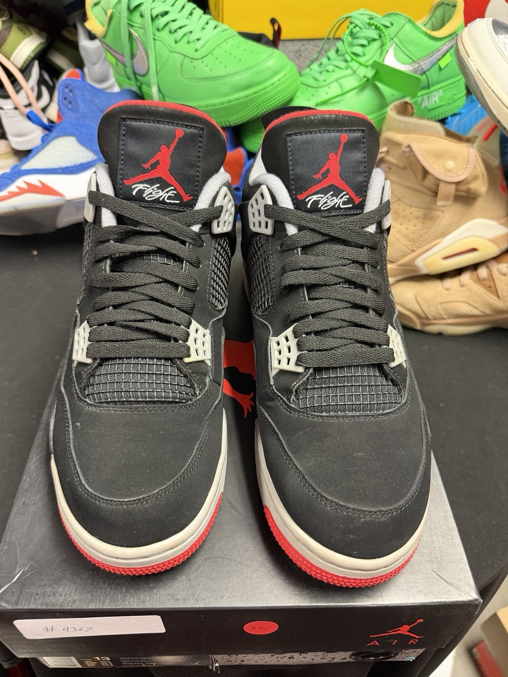 Men's Air Jordan 4 Bred 2019 White/Black Sneakers (245) - product image from the listing.