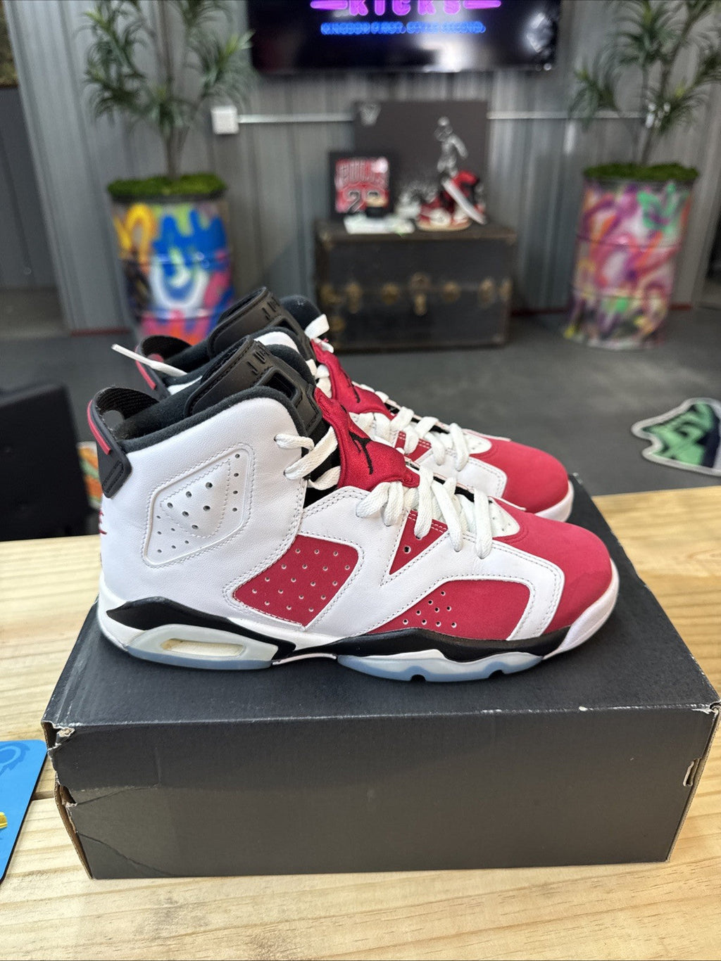 Nike Kids Jordan 6 Retro White Carmine Black - Size 7y - product image from the listing.